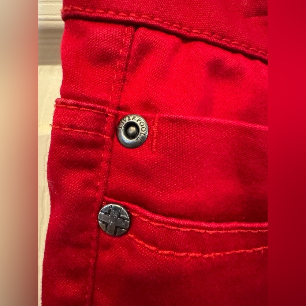 Liverpool Jean Company Michelle’s Capri Women Red Stretch Size 4 - Picture 3 of 10
